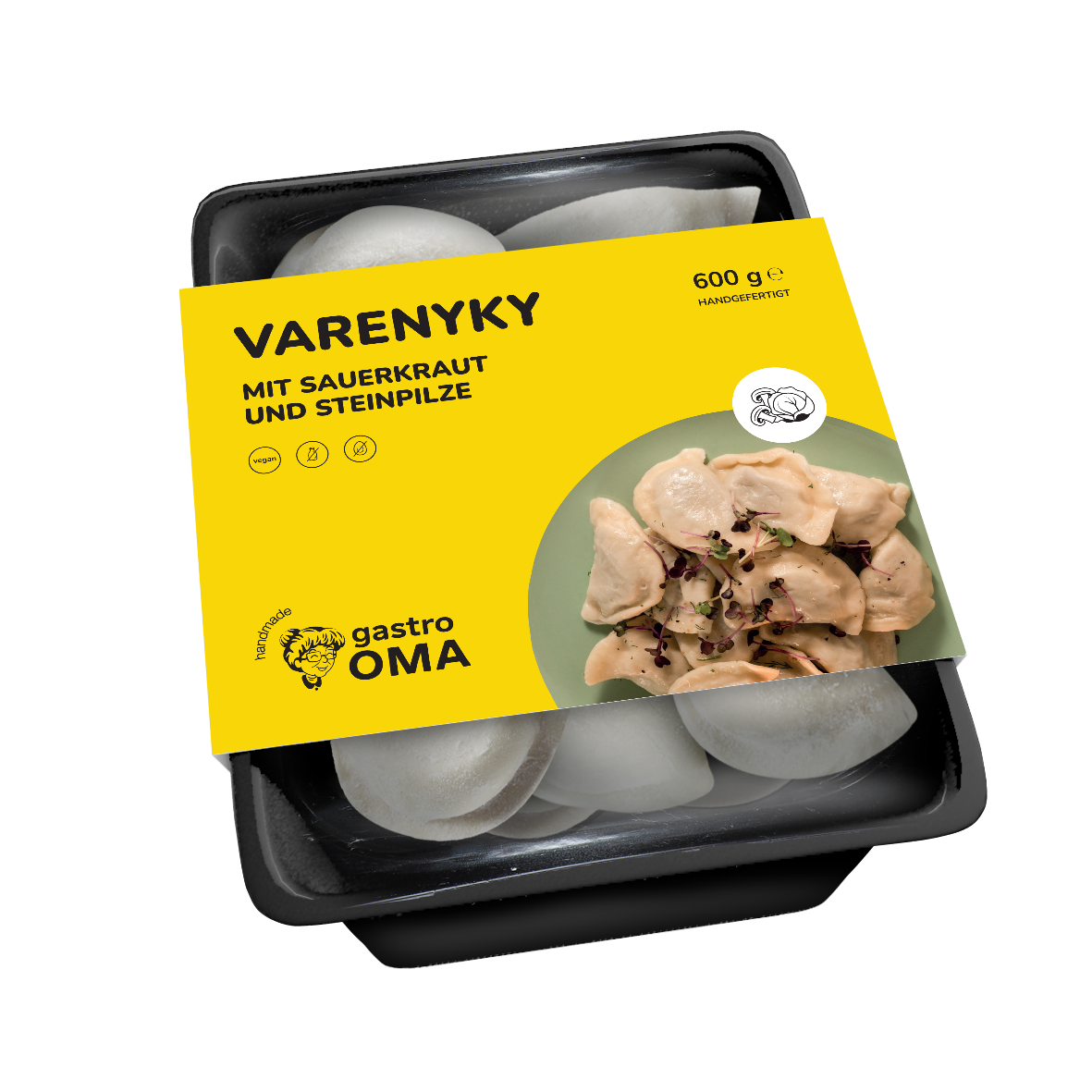 Varenyky mit Sauerkraut und Steinpilze