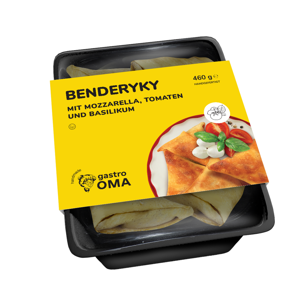 Benderyky mit Mozzarella, Tomaten und Basilikum