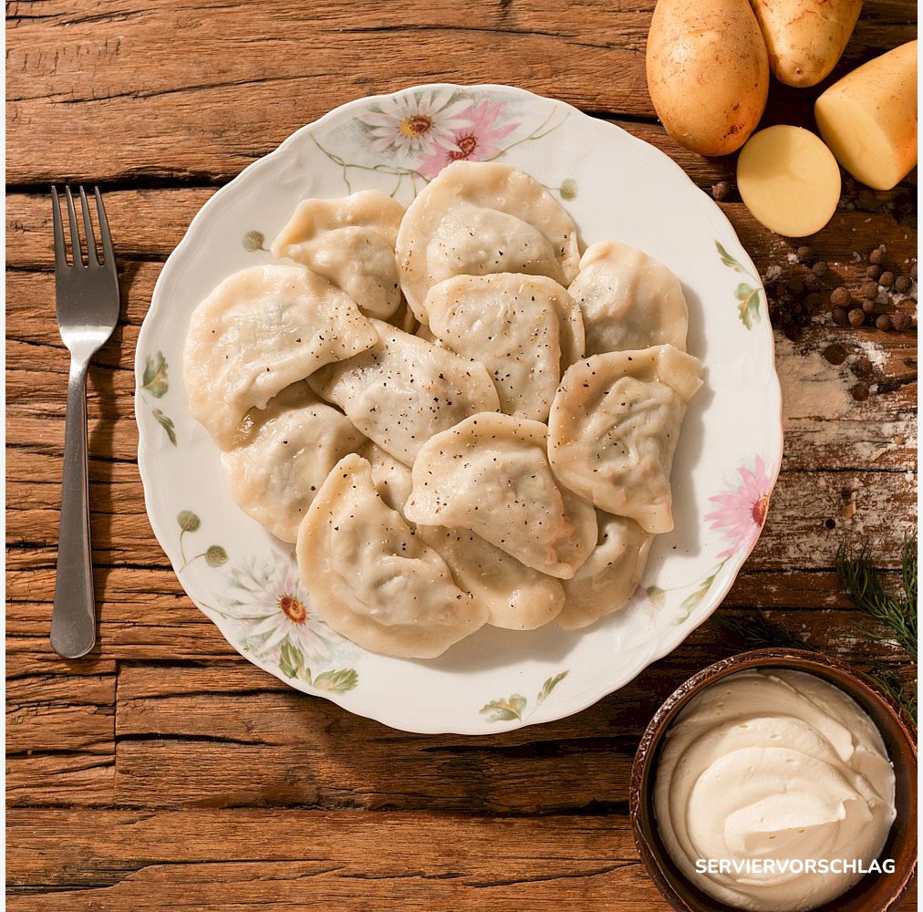 Varenyky mit Kartoffeln und Zwiebeln