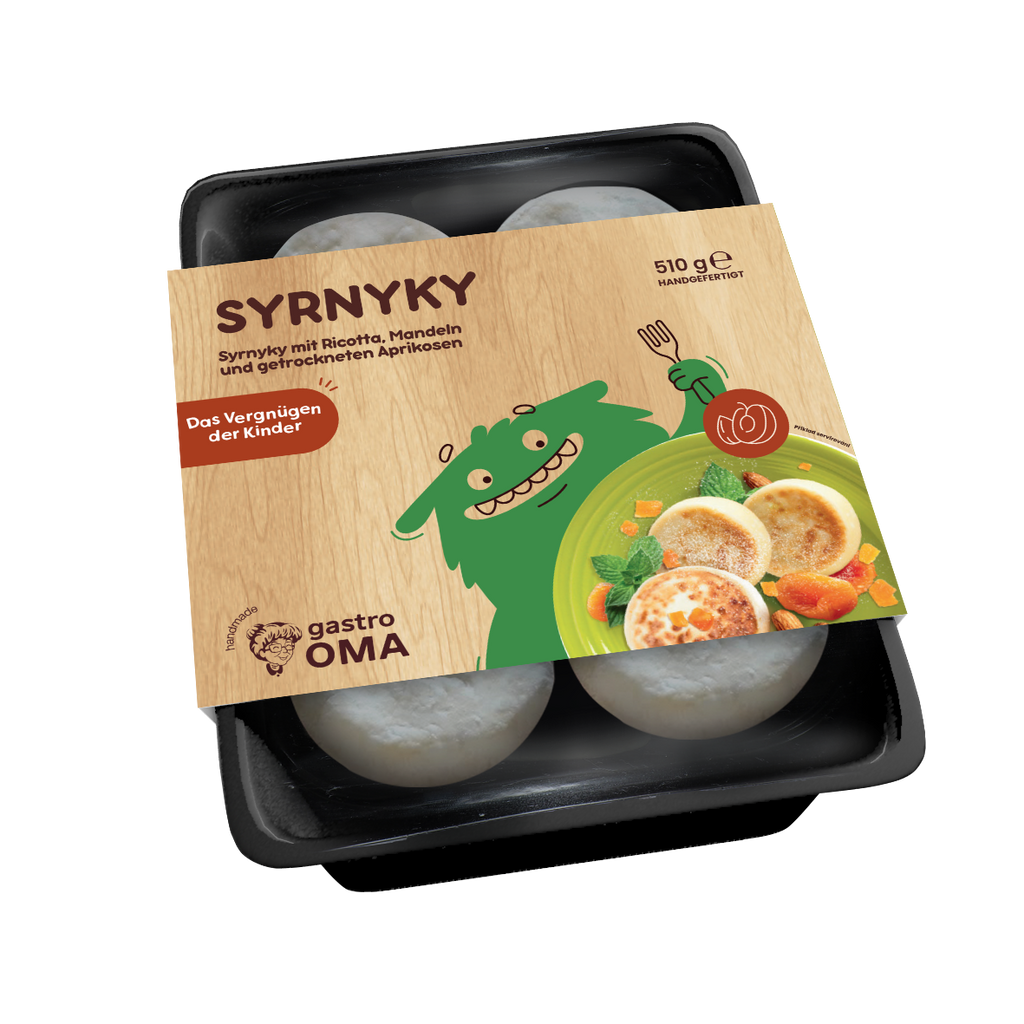 Syrnyky mit Ricotta, Mandeln und getrockneten Aprikosen 510g