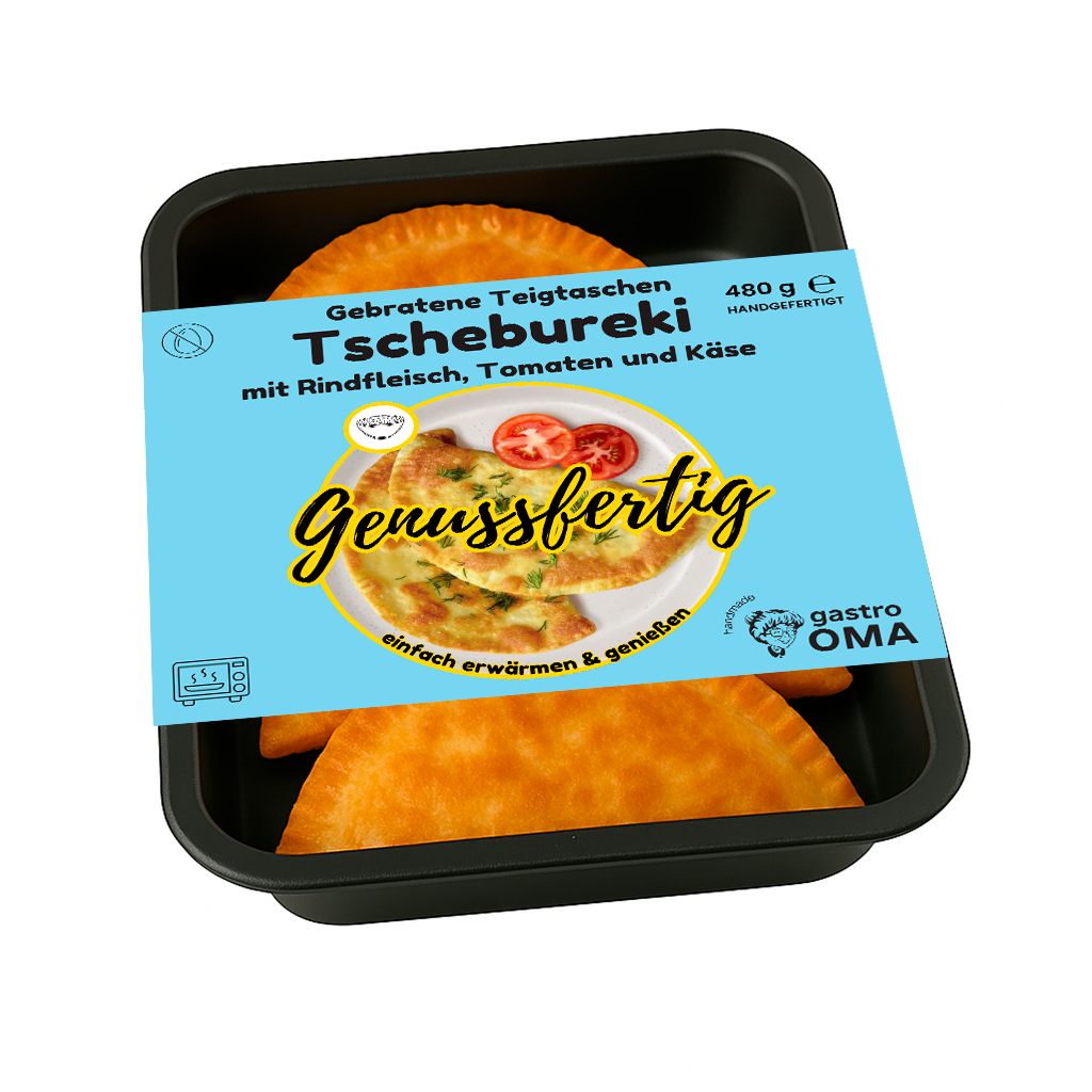 Gebratene Tschebureki mit Rindfleisch, Tomaten und Käse 480g